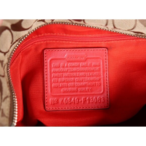 Coach Unisex Large Tan Orange Signature Hamptons Book Tote Bag Monogram Purse - Picture 4 of 12